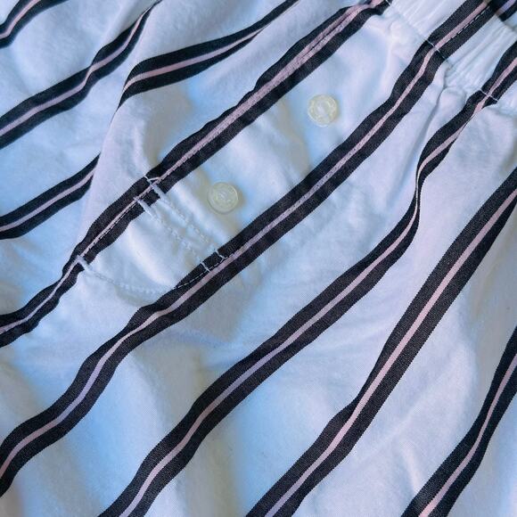 VICTORIA’S SECRET PINK Pajama Shorts S White Black Stripe Ruffle Hem Cotton - Picture 2 of 6